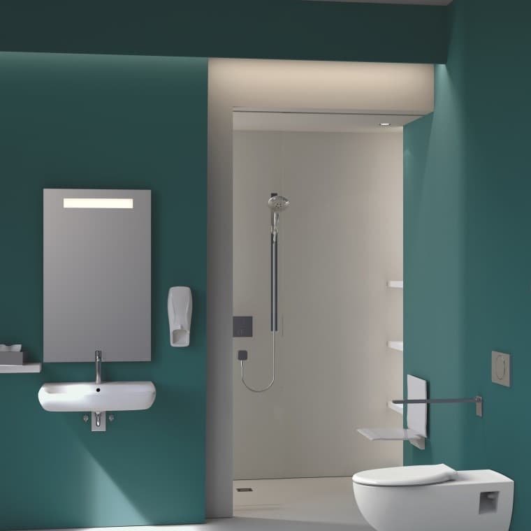 Geberit Selnova WC puodas ir praustuvas ligoninėje Geberit Selnova WC puodas ir praustuvas ligoninėje