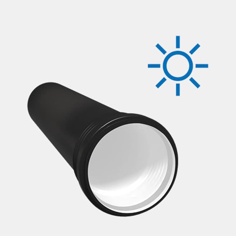 Geberit Silent-PP is protected against UV radiation Geberit Silent-PP is protected against UV radiation