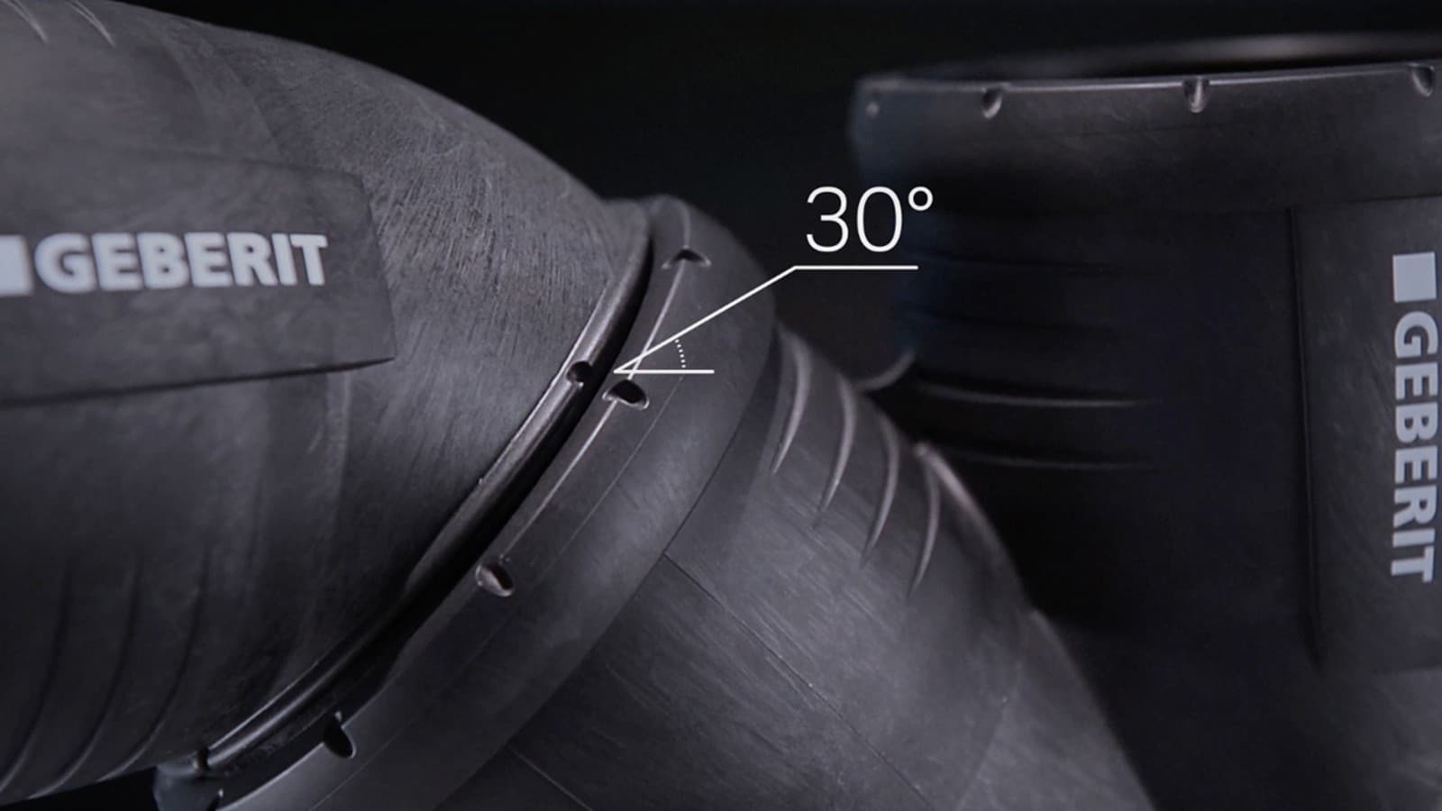 30° markings on Geberit Silent-Pro fittings 30° markings on Geberit Silent-Pro fittings