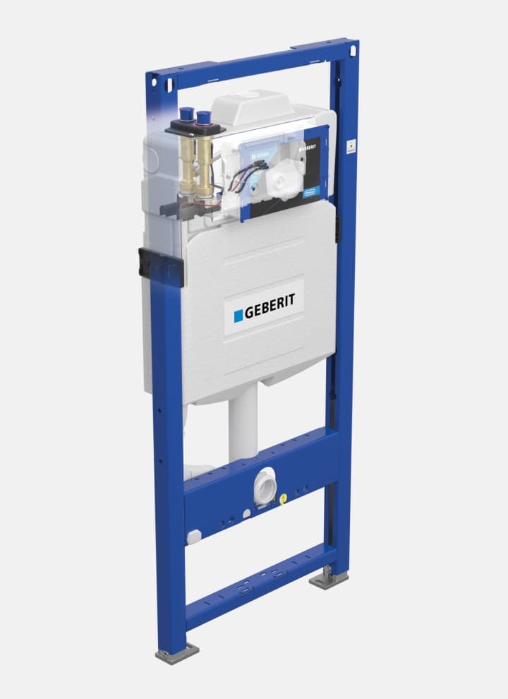 Potinkiniame bakelyje įmontuota Geberit higieninio plovimo sistema Potinkiniame bakelyje įmontuota Geberit higieninio plovimo sistema