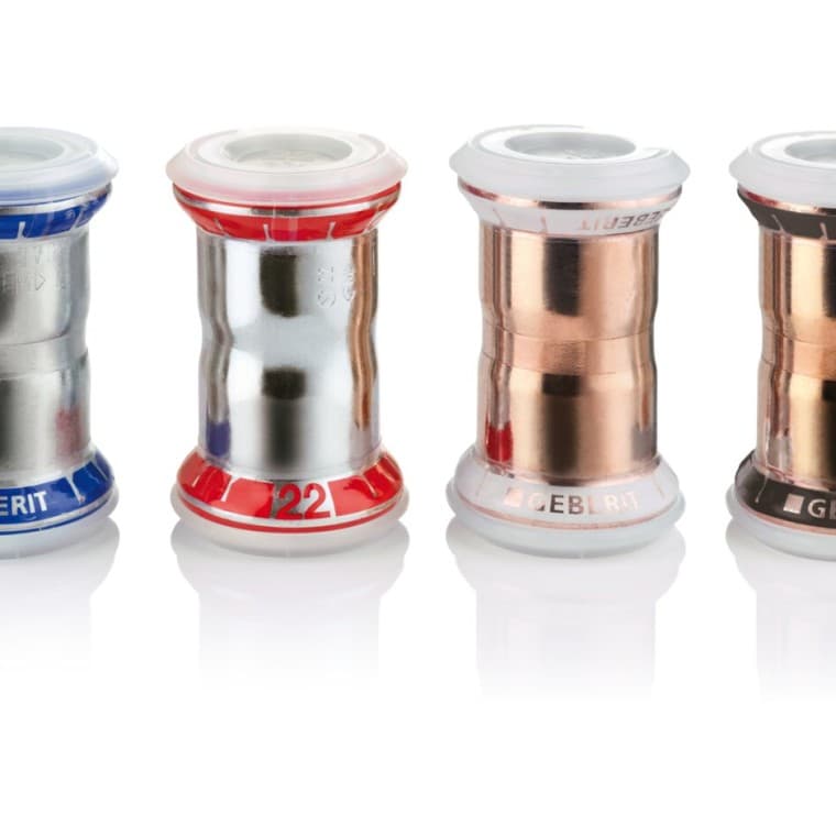 Geberit Mapress jungiamosios detalės iš įvairių medžiagų su apsauginiais dangteliais Geberit Mapress jungiamosios detalės iš įvairių medžiagų su apsauginiais dangteliais